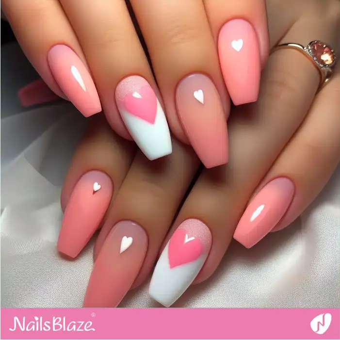 Peach Fuzz Ballerina Nails with Heart Design | Color of the Year 2024 - NB1879